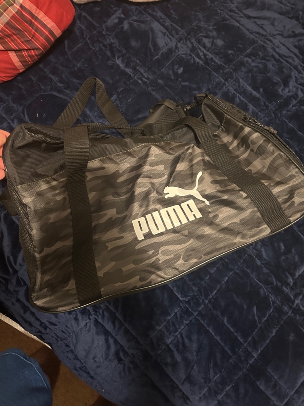 Puma Black Grey Camo Duffel Bag